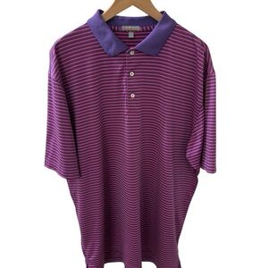 Peter Millar Summer Comfort Polo Shirt  Size XL Pink purple Stripes Golf Dad